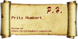 Pritz Humbert névjegykártya